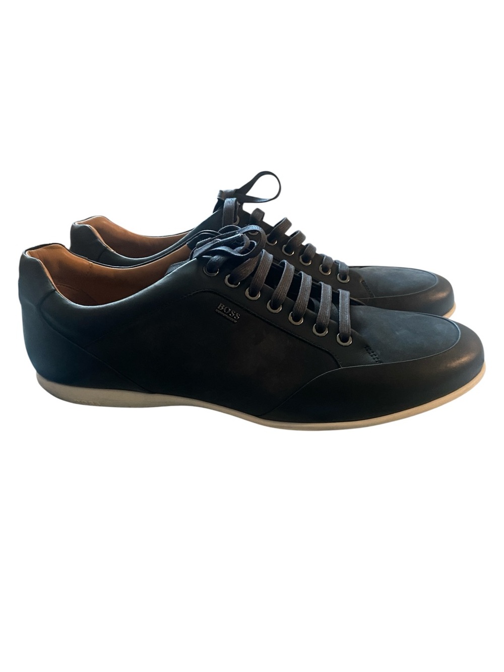 BOSS Men's Navy Leather Low-Top Sneakers